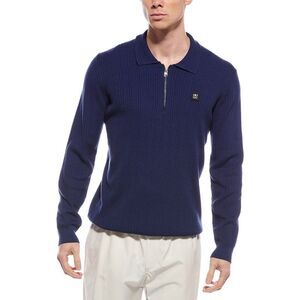 Hugo Hugo Boss Mens Knit Wool-Blend 1/4-Zip, Blue